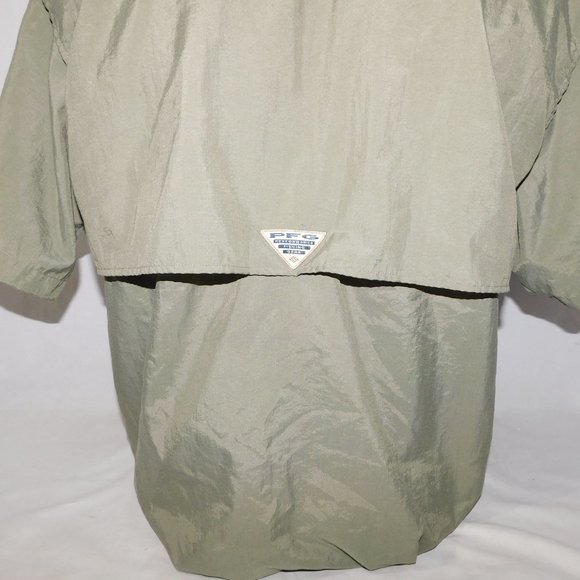 Columbia PFG Mens M Khaki Green Vented Fishing Outdoor Short Sleeve Button Shirt - Picture 13 of 13